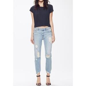 MOTHER The Sinner Distressed Cropped Jeans Thanks for Nothin Light Wash size 27